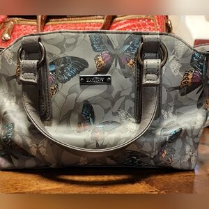 Kotov Brand Gray Crossbody With Colorful Butterflies.